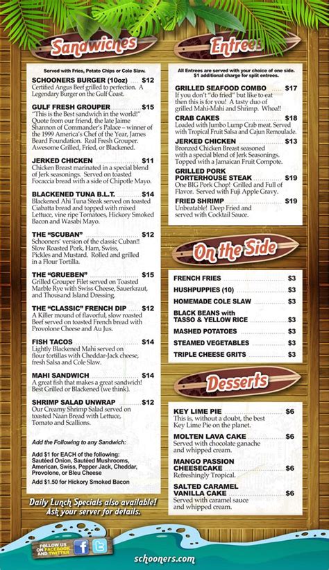 schooners panama city beach florida|Schooners Menu